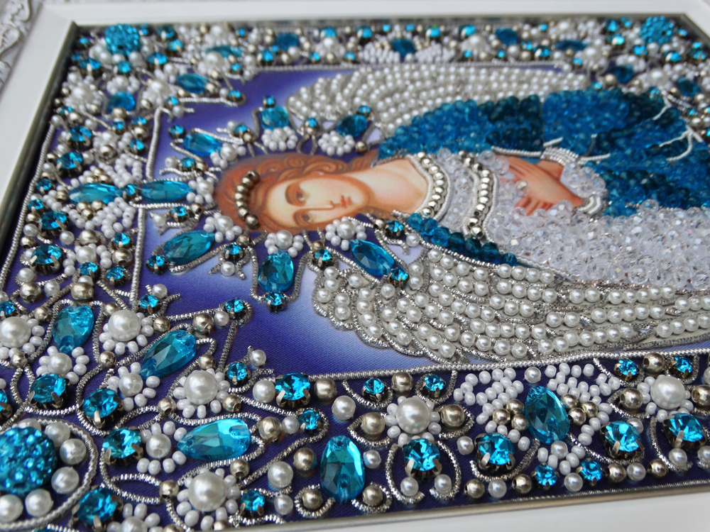 Ткань с нанесенной авторской схемой Образ Святого Ангела Хранителя (серебро) (+инструкция)