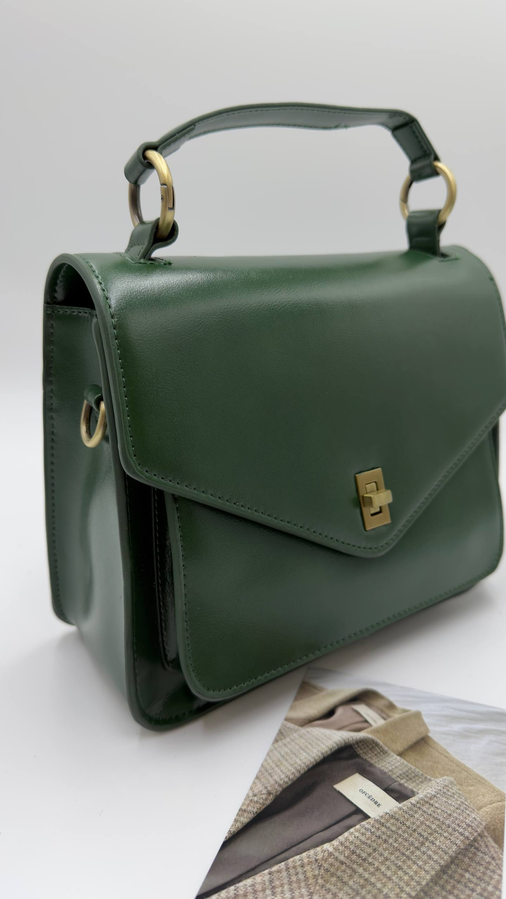 Сумка женская натуральная кожа артикул 066-31 цвет "зелёный"