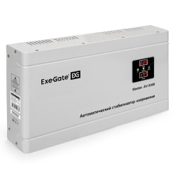 Стабилизатор напряжения Exegate EX291741RUS Стабилизатор напряжения ExeGate Master AV-5000 (5000ВА, 140-260В, цифр. индикация вход/вых. напряжения, 220В±8%, КПД 98%, 5 уровней защиты, задержка, метал.корпус, клем.колодка, RT