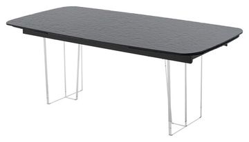 Стол ЛАУРИТЦ (LAURITS) 200 цвет ЧЕРНЫЙ (GREY), стекло BUBBLE / Прозрачный каркас