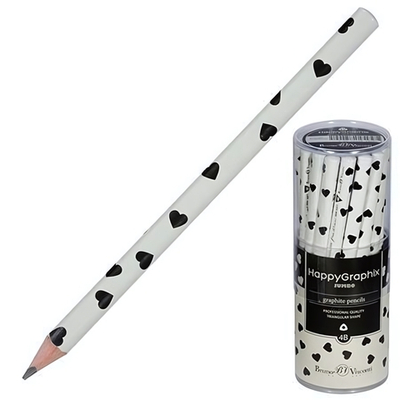 Карандаш ч/г 3,5мм "HappyGraphix Jumbo. Монохром. Сердечки" 4В (Альт)