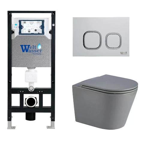 Унитаз с инсталляцией WeltWasser AMBERG 506 + SALZBACH 043 MT-GR + AMBERG RD-WT