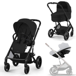 Коляска Cybex Balios S Lux BLK complete Aton B2 Bay Blue 3 в 1 Moon Black с дождевиками