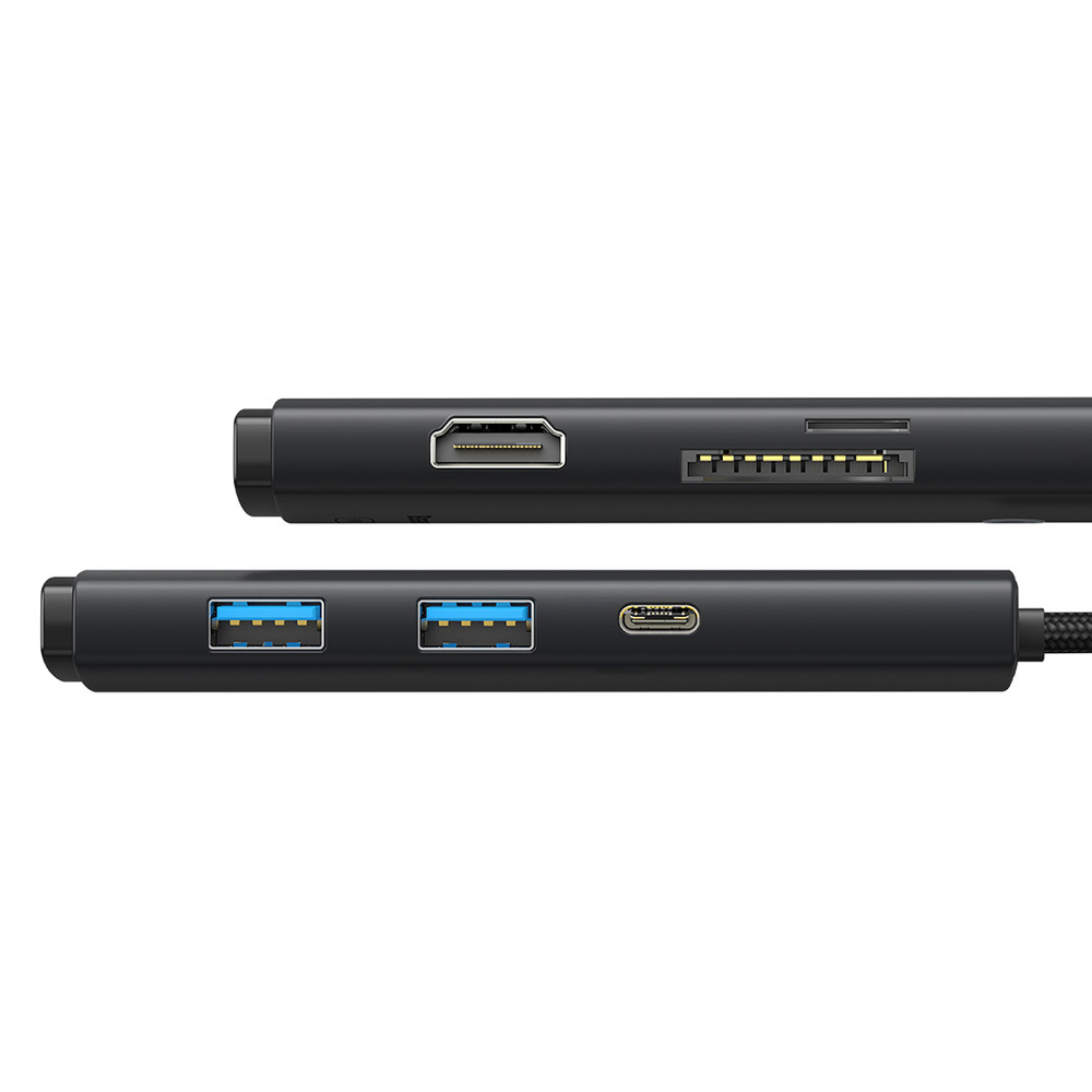 USB Хаб Baseus Lite 6in1 Type-C HUB (Type-C to HDMI+2xUSB3.0+Type-C+SD+TF) - Black