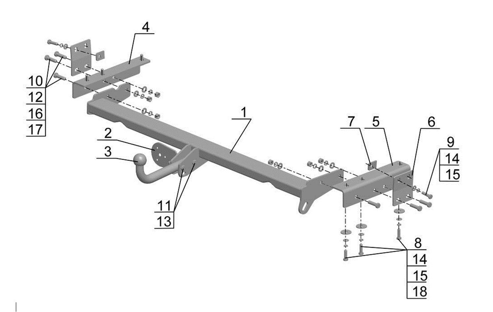 Фаркоп на Lexus RX 1998-2003. Необходима подрезка бампера. Тип шара: A. Нагрузки: 2000/100 кг, LX 01