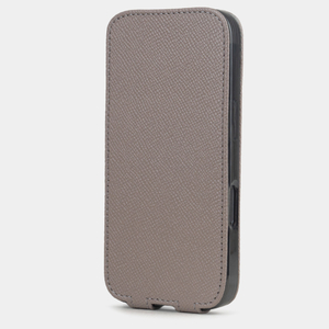 Чехол iPhone 16 Pro Max натуральная кожа сафьяно, серо-коричневого цвета