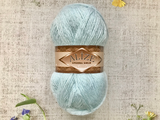 Пряжа ALIZE "Angora Gold Simli". 514 зимнее небо