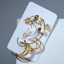 Серьги "Каффы" звезда, цвет золото, набор 9 шт