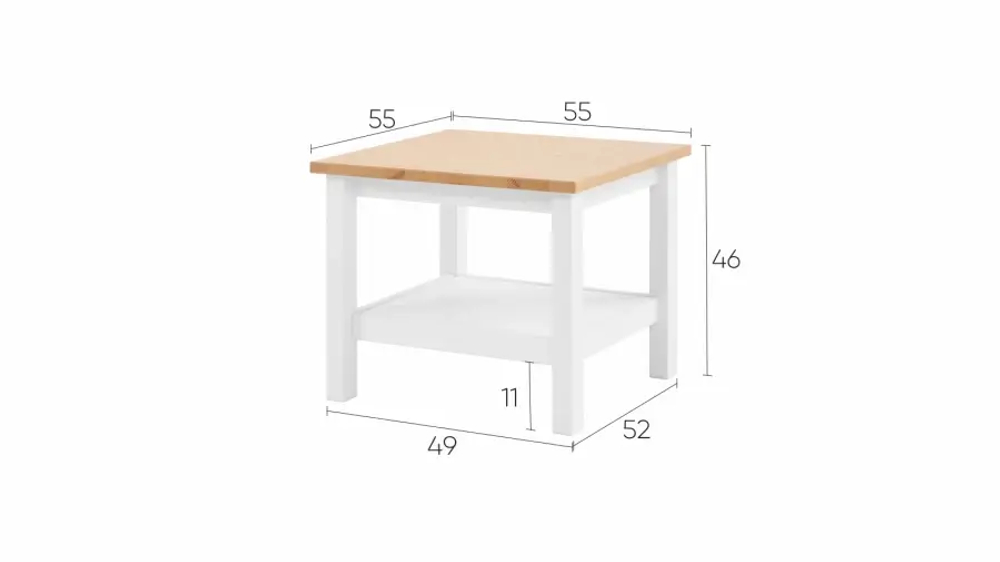 Стол журнальный  - аналог ИКЕА HEMNES / ХЕМНЭС/ ХЕМНЕС / КЫМОР / IKEA , 55x55 см, белый/светло-коричневый