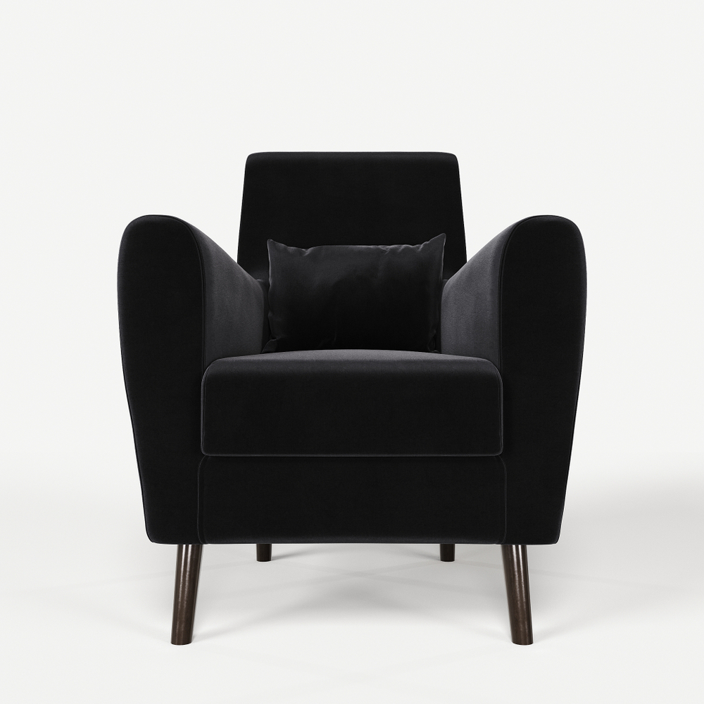 Кресло мягкое Грэйс Z-16 (Черный) на высоких ножках с подлокотниками в гостиную, офис, зону ожидания, салон красоты.
