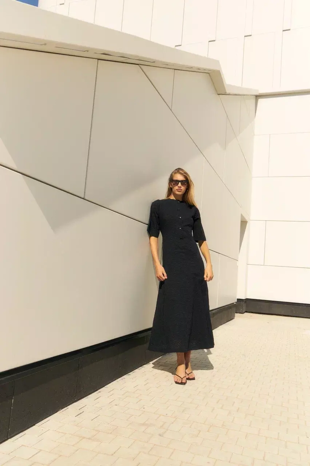 Платье черное из жаккардового хлопка