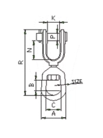 Вертлюг такелажный петля-вилка 3/4" (3265кг)