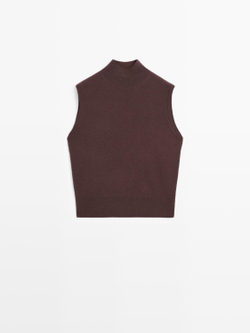 Massimo Dutti Трикотажный жилет из 100% кашемира, гранатовый