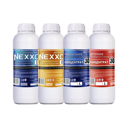 Комплект нейтральное и щелочное средство для УЗВ и концентраты NEXXO, 4 флакона по 1000 мл