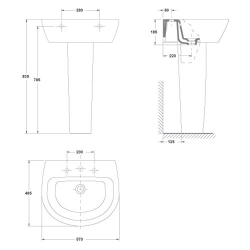 Раковина подвесная Gala Jazz 57x49 28030 схема
