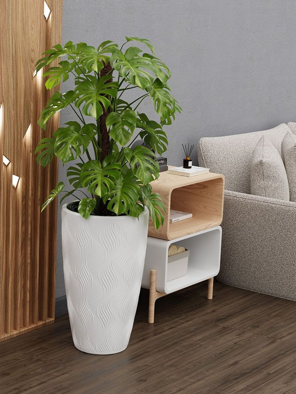 Кашпо для цветов напольное 42 л. (со вставкой 10 л.) белое (8884)