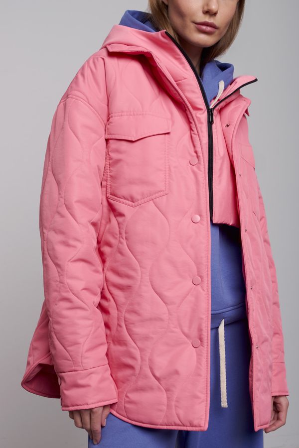 Куртка-рубашка стёганая AW015 розовато-лиловая - фото 9