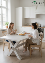 Обеденный стол "Сканди" из массива сосны, белый - Диприз