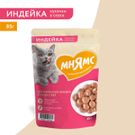 Влажный корм для кошек старше 7 лет Мнямс на каждый день кусочки в соусе с индейкой 85г 24 шт