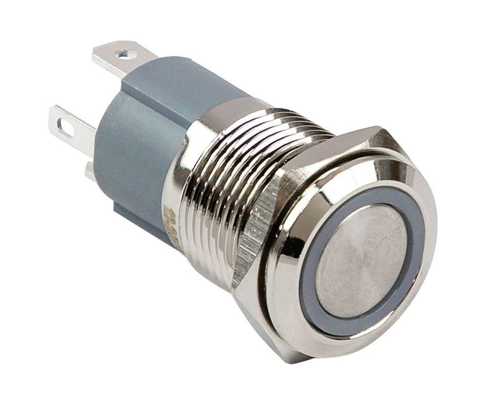 Кнопка с фиксацией, подсветка синяя, 12 В, д.16 мм, Marine Rocket