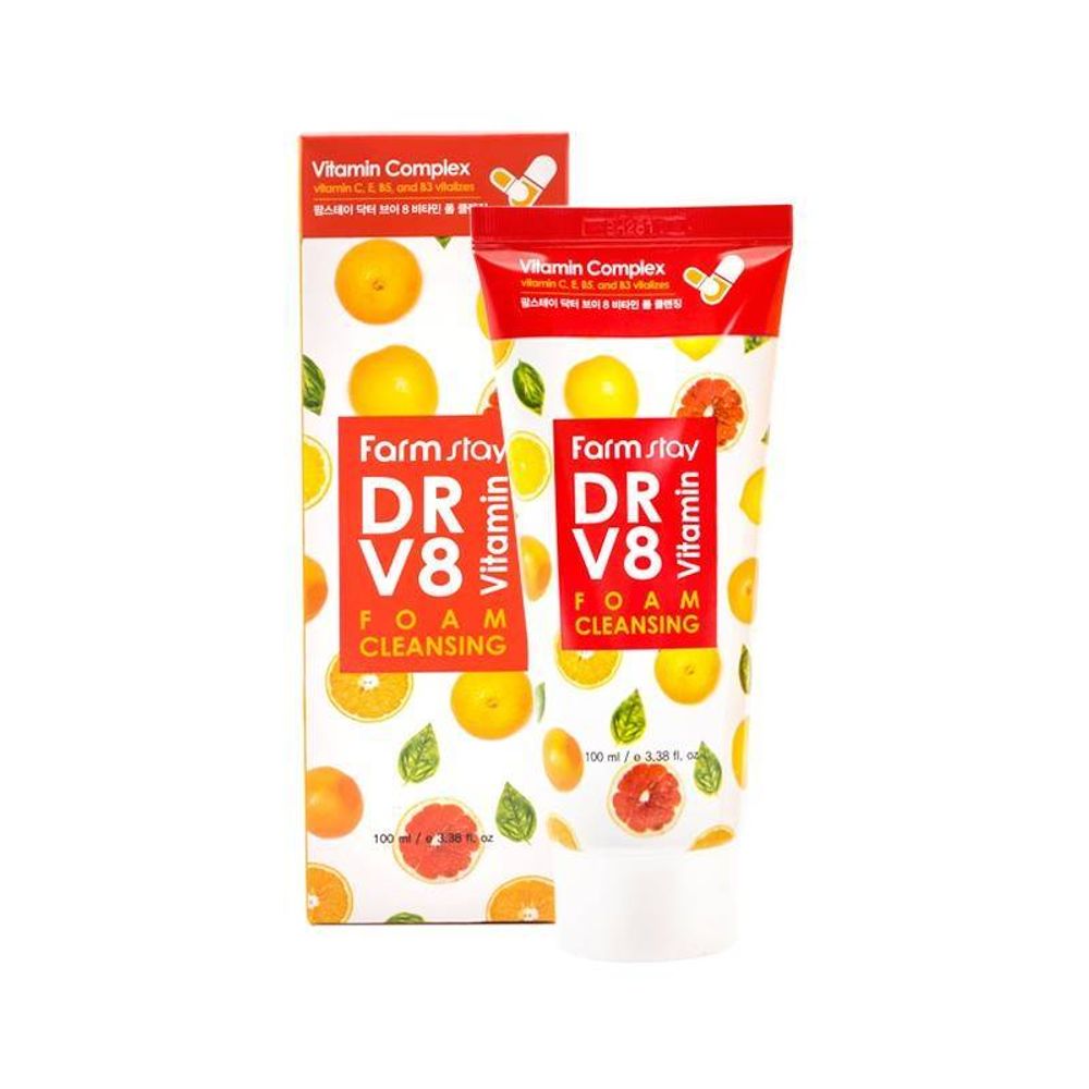 Farm Stay Dr-V8 Vitamin Foam Cleansing очищающая пенка с комплексом витаминов