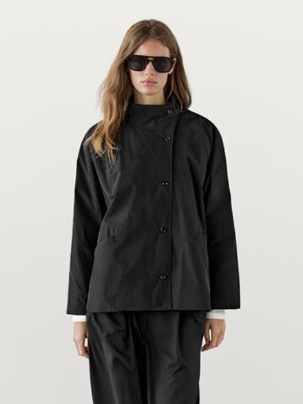 Massimo Dutti Короткая стеганая парка с воротником, черный