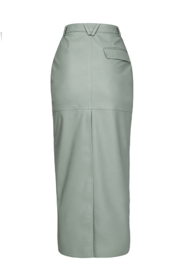 Юбка миди "Leather classic" из экокожи с разрезом