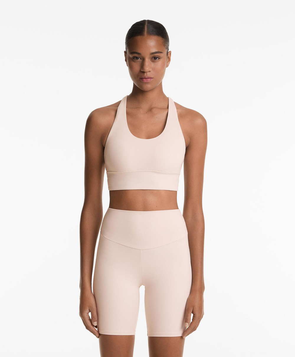 Oysho Спортивный бюстгальтер Comfortlux со средней степенью поддержки, светлый серо-коричневый