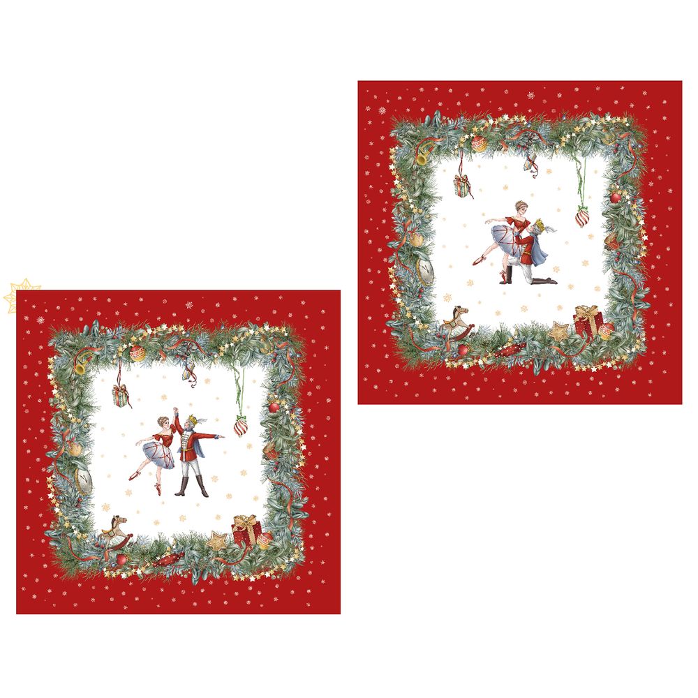 НАБОР САЛФЕТОК ИЗ 2-Х ШТ "ЩЕЛКУНЧИК",40Х40СМ , КРАСНЫЙ ,100% ХЛОПОК