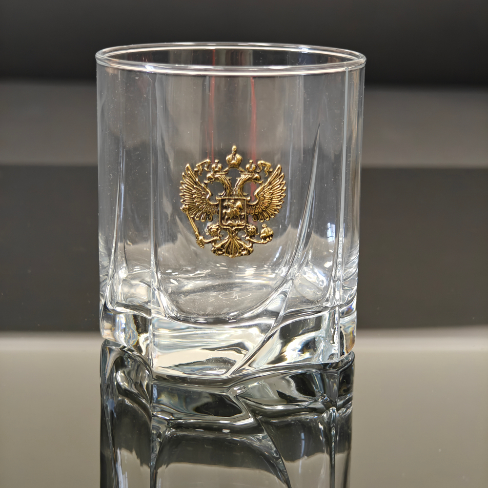 Набор из 2-х бокалов для виски "Герб России" литье в подарочной коробке