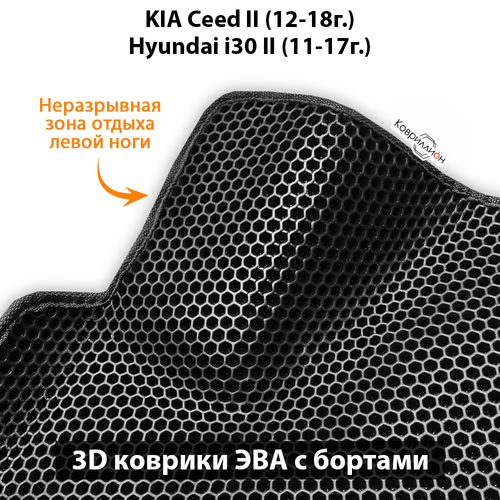 Передние автомобильные коврики ЭВА с бортами для KIA Ceed II (12-18г.), Hyundai i30 II (11-17г.)