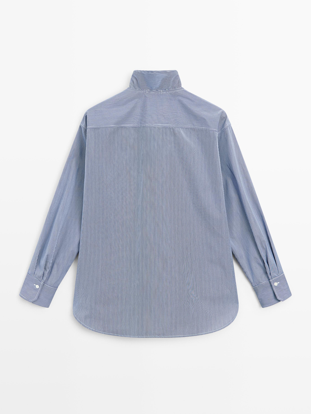 Massimo Dutti Рубашка с воротником, отделанным воланом, синий