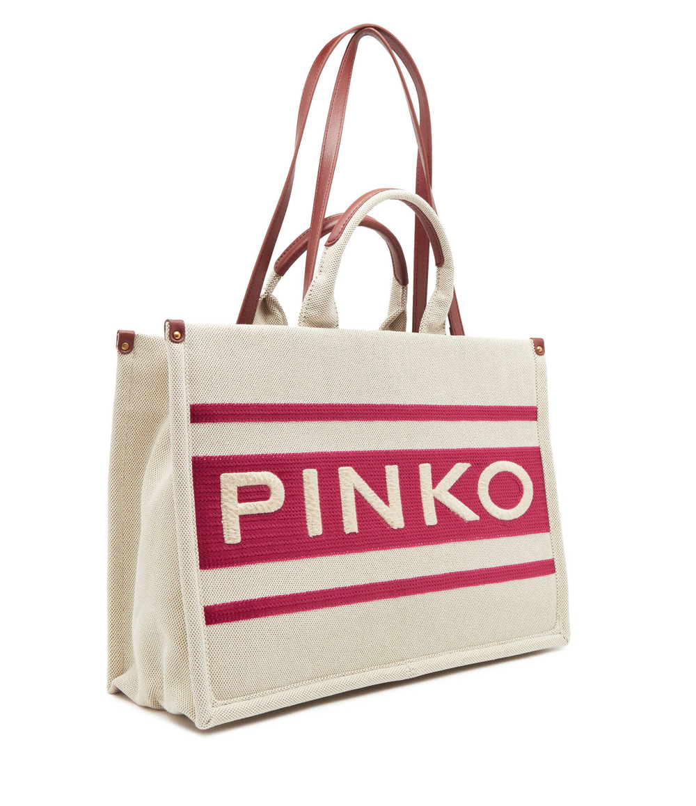 Сумка через плечо SHOPPER CANVAS RICICLATO + STA Pinko - кремовый(101964 A17K)