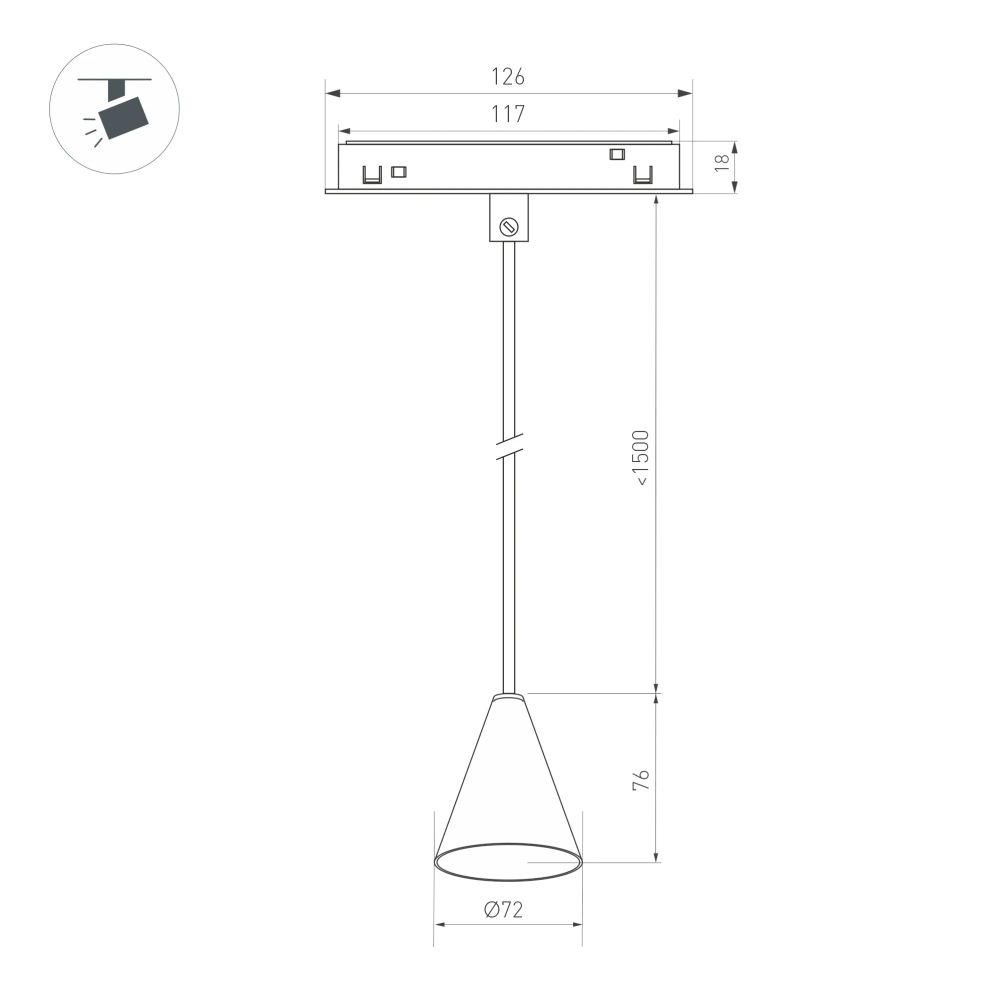 Светильник MAG-ORIENT-CONE-HANG-7W Warm3000 (BK, 40 deg, 48V) (Arlight, IP20 Металл, 3 года) 037370