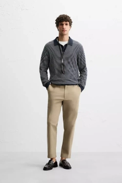 ZARA БРЮКИ ЧИНОС REGULAR-FIT, БЕЖЕВЫЙ