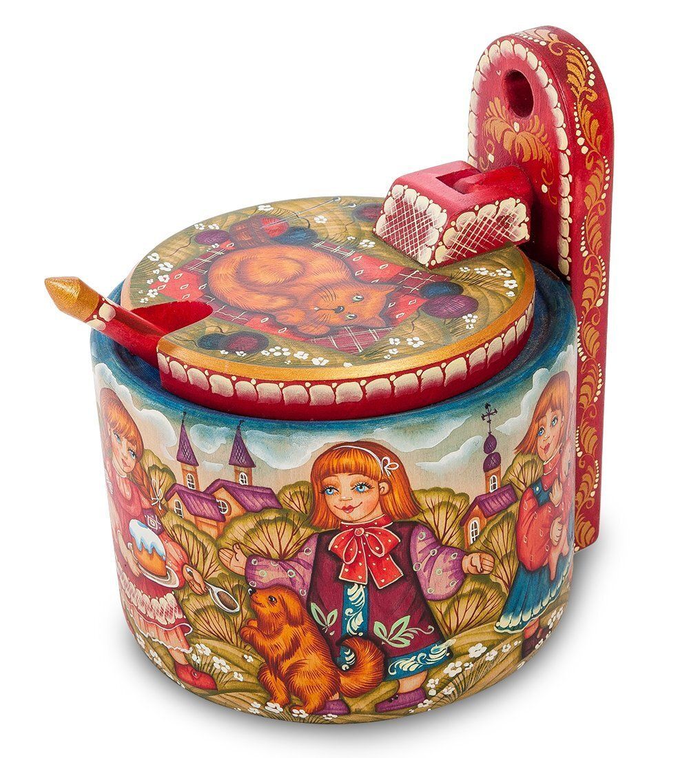 Народные промыслы РД- 10/ 9 Солонка резная «Праздник» художественная роспись