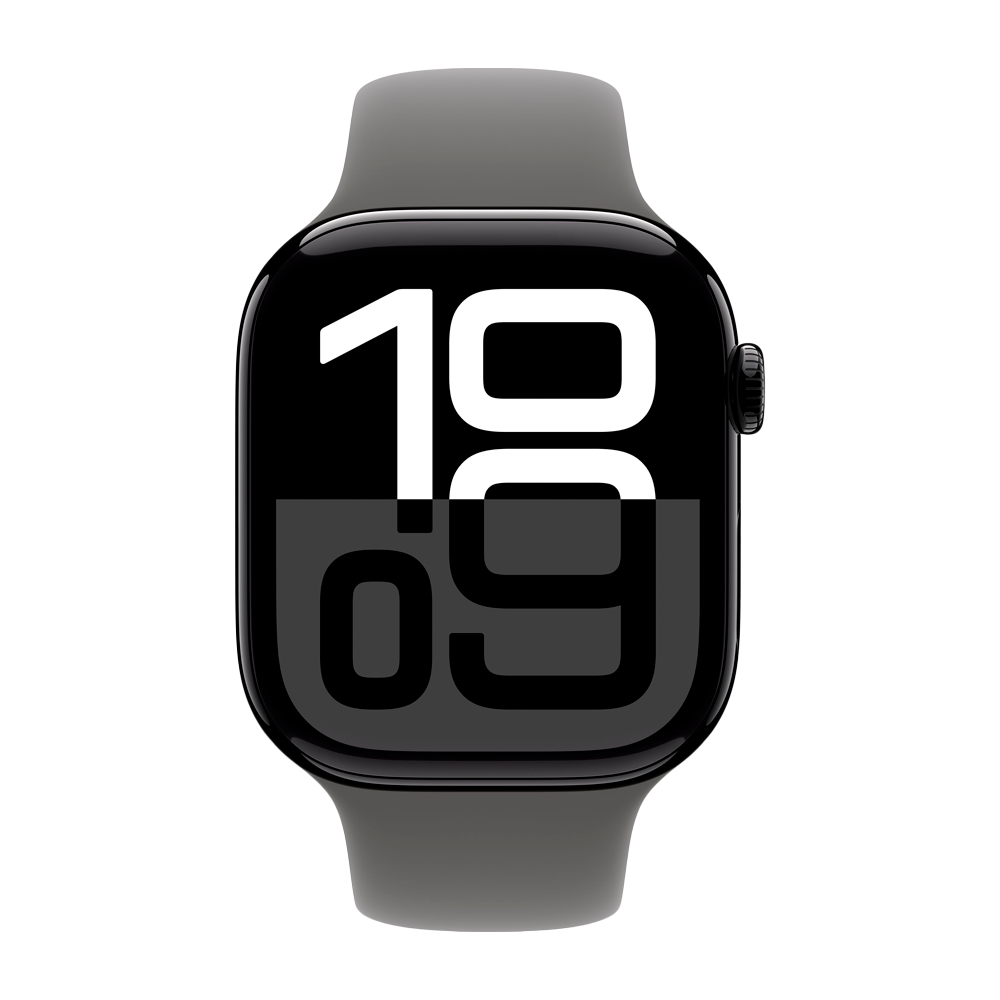 Умные часы Apple Watch Series 10 GPS, 46mm, Jet Black Aluminium Case with Sport Band M/L, Stone Gray (Черный)