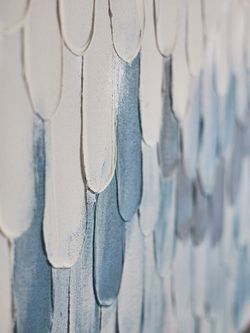 Панно декоративное с ручной росписью By Feel, 140х70 см, серо-голубое