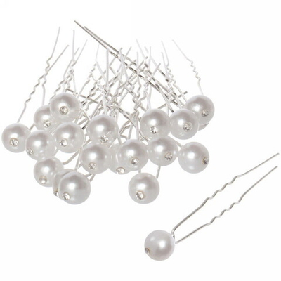 Шпильки для волос в тубе 20шт «Hair Beauty», жемчужинка, цвет белый, d-0.8см