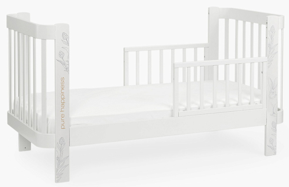 Детская кроватка-трансформер Happy baby Mommy Love в комплекте с расширением 160х70 white