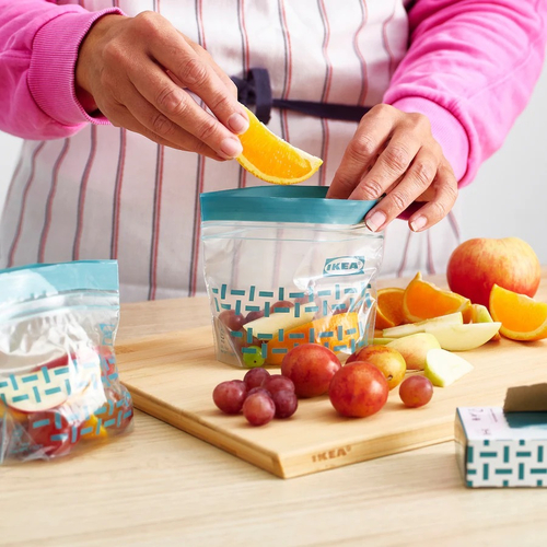 ИСТАД ISTAD Пакеты для заморозки 0,3 л 25 шт, узор/серо-зеленый