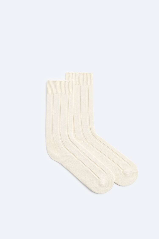 ZARA НОСКИ В РУБЧИК, ЭКРЮ