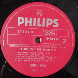 Винтажная виниловая пластинка LP Pleins Feux Sur Edith Piaf Эдит Пиаф (Canada 1975)