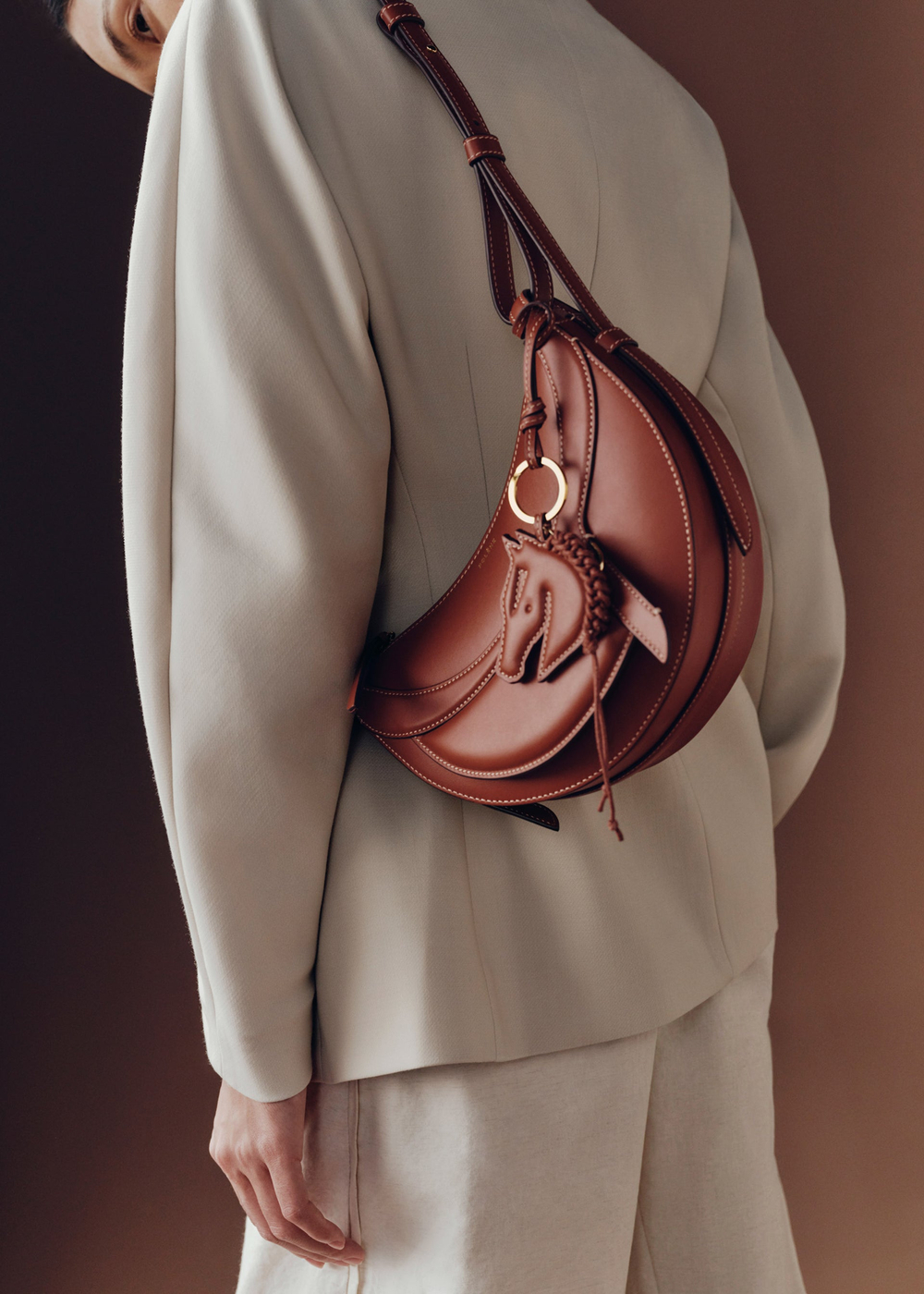 POLENE СУМКА NUMERO DIX GALOP, КОНЬЯЧНЫЙ