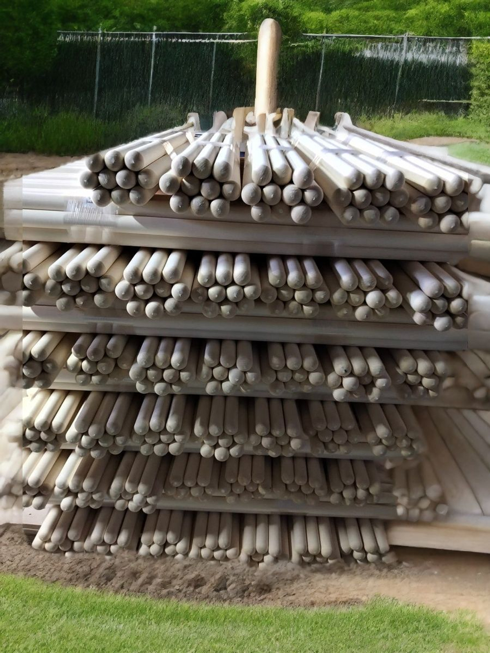 Черенок (ручка) для лопат, вил, совковых/штыковых лопат, 120см, 38 мм, 3 шт