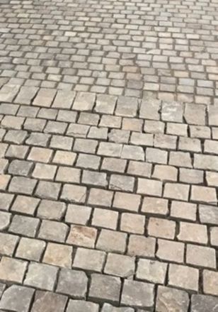 Crushed paving stones