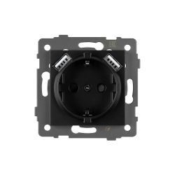 Механизм розетки с USB зарядкой SCT-MUAA-PL-BK-V (250V, 16A) (Arlight, -) 049819