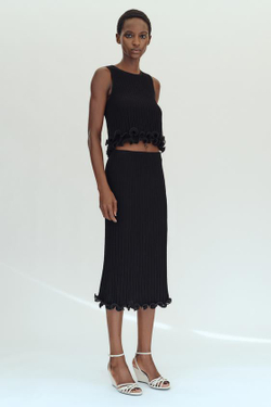 ZARA ДВУХСЛОЙНЫЙ ТРИКОТАЖНЫЙ ТОП, ЧЕРНЫЙ