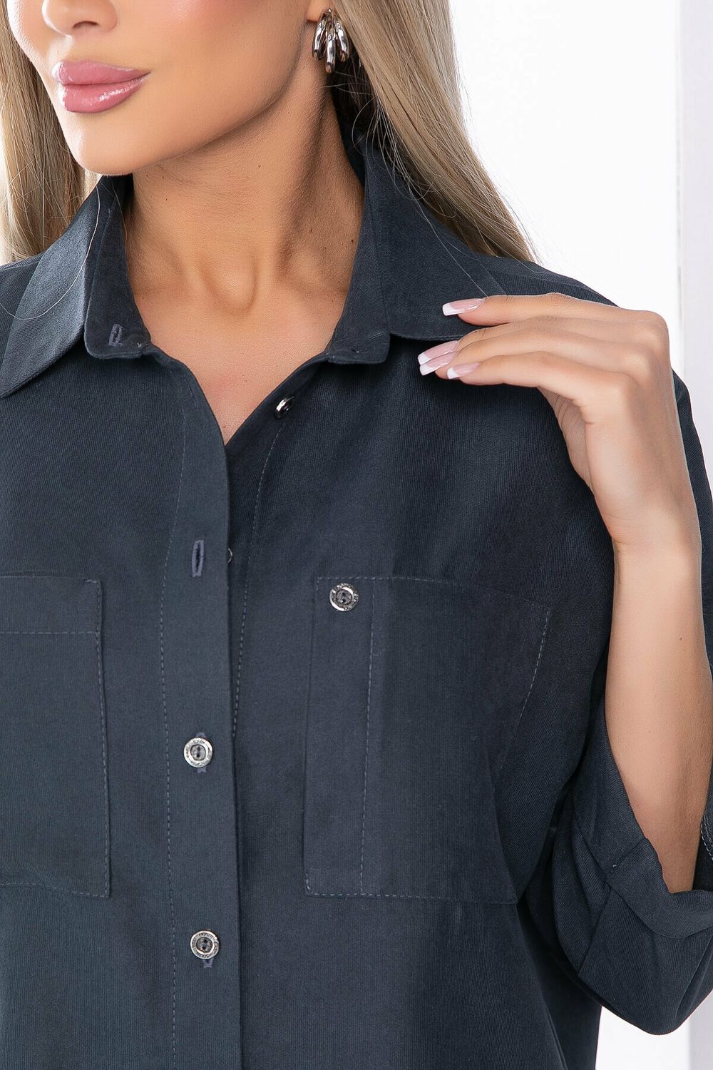 Рубашка из микровельвета (темно-серая) Б8276 LT Collection (Акция)