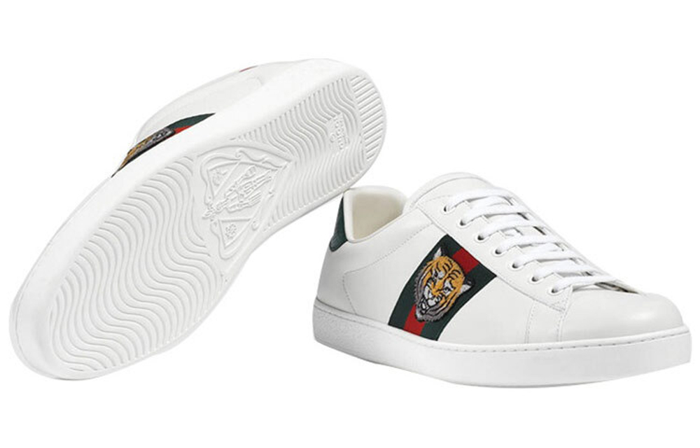 GUCCI Gucci ACE Cowhide Tiger Head Embroidery Sports Fashion Sneakers Men's White